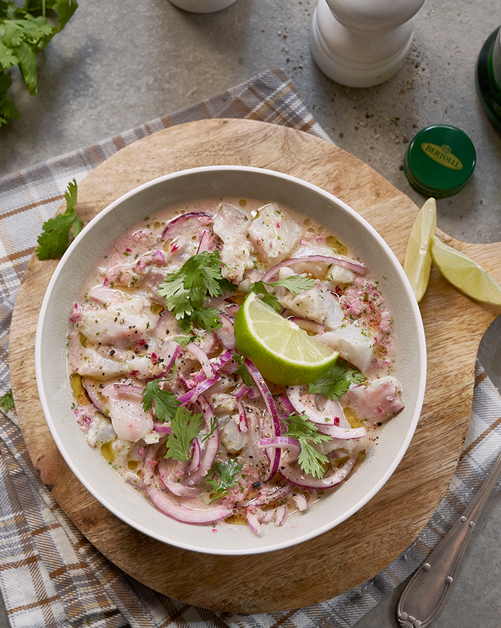Grapefruit Ceviche herb und würzig BERTOLLI Olivenöl